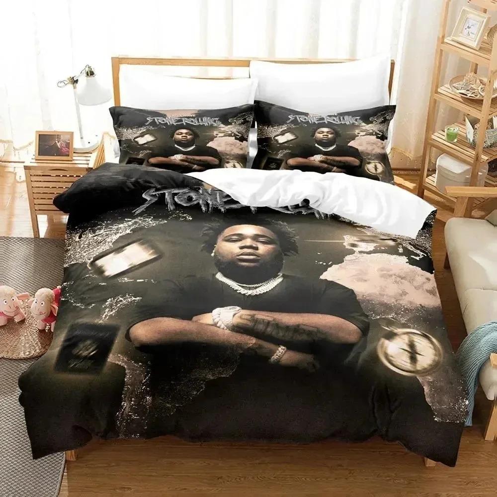 Set Biancheria da Letto Rapper Rod Wave Stampa 3D Copripiumino Set Letto Coperta Federa Piumone King Queen Size per Ragazzi Adulti
