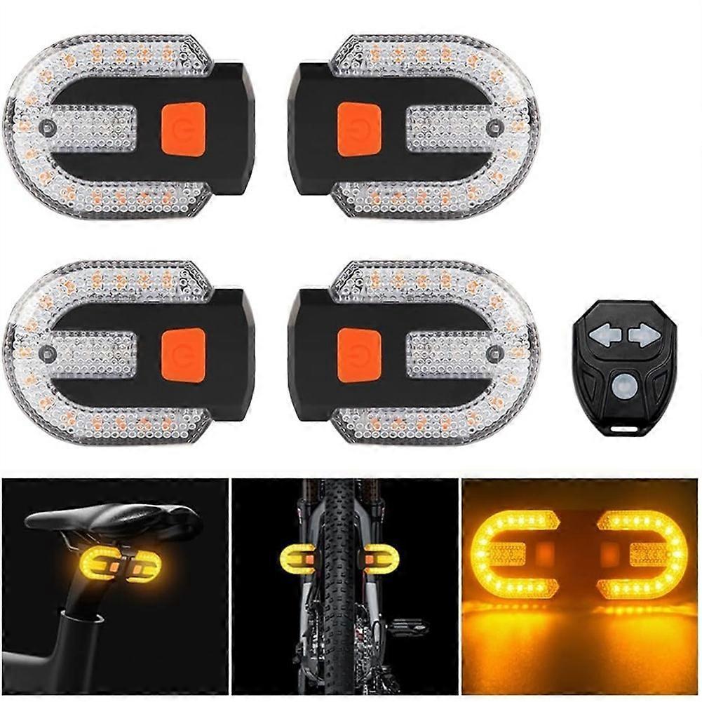 4Pcs Turn Signals for Bicycles with Alarm, Remote Control/Integrated Bike Tail Light Waterproof Str