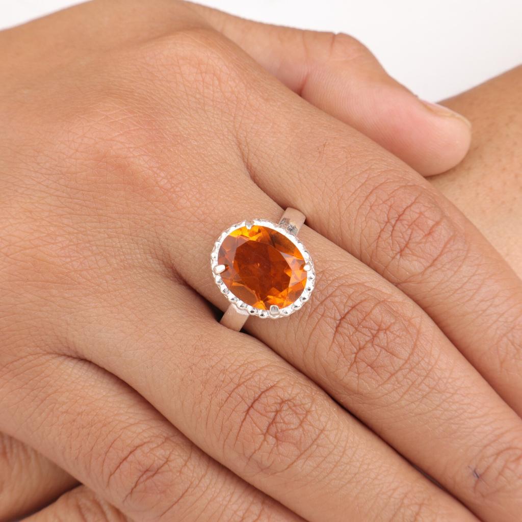 Yellow Citrine Gemstone 925 Sterling Silver Jewelry Handcrafted Ring For Wedding RR-28-4