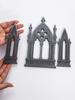 3pcs Gothic Style Castle Shape Tabletop Ornament, Black Wooden Cathedral Arch Book Ends, Vintage Home Office Shelf Decor Gift