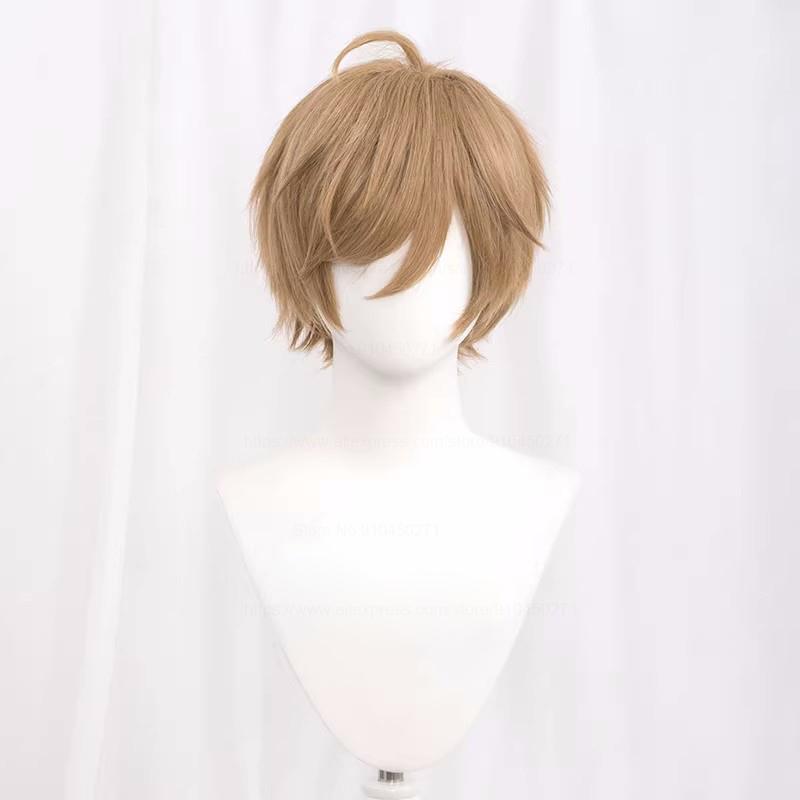 Kort Recht Cosplay Pruik Wit Groen Paars Bruin Zwart Blauw Grijs Blond Oranje Rood Goud Pluizig Hittebestendig Haar Anime Pruiken One Size lichtbruine kleur