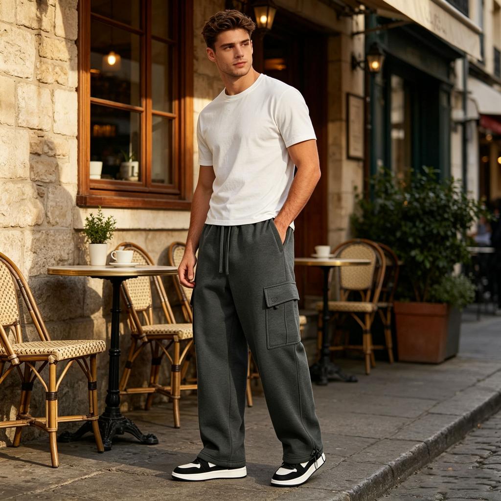 Men's Casual Cargo Pants with Multiple Pockets Loose Fit for Everyday Wear