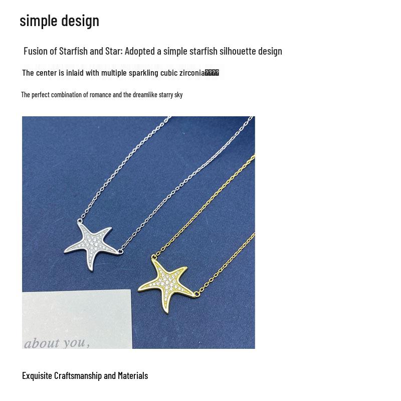 Sterling Silver S925 Starfish Necklace: Elegant European & American Style for Women