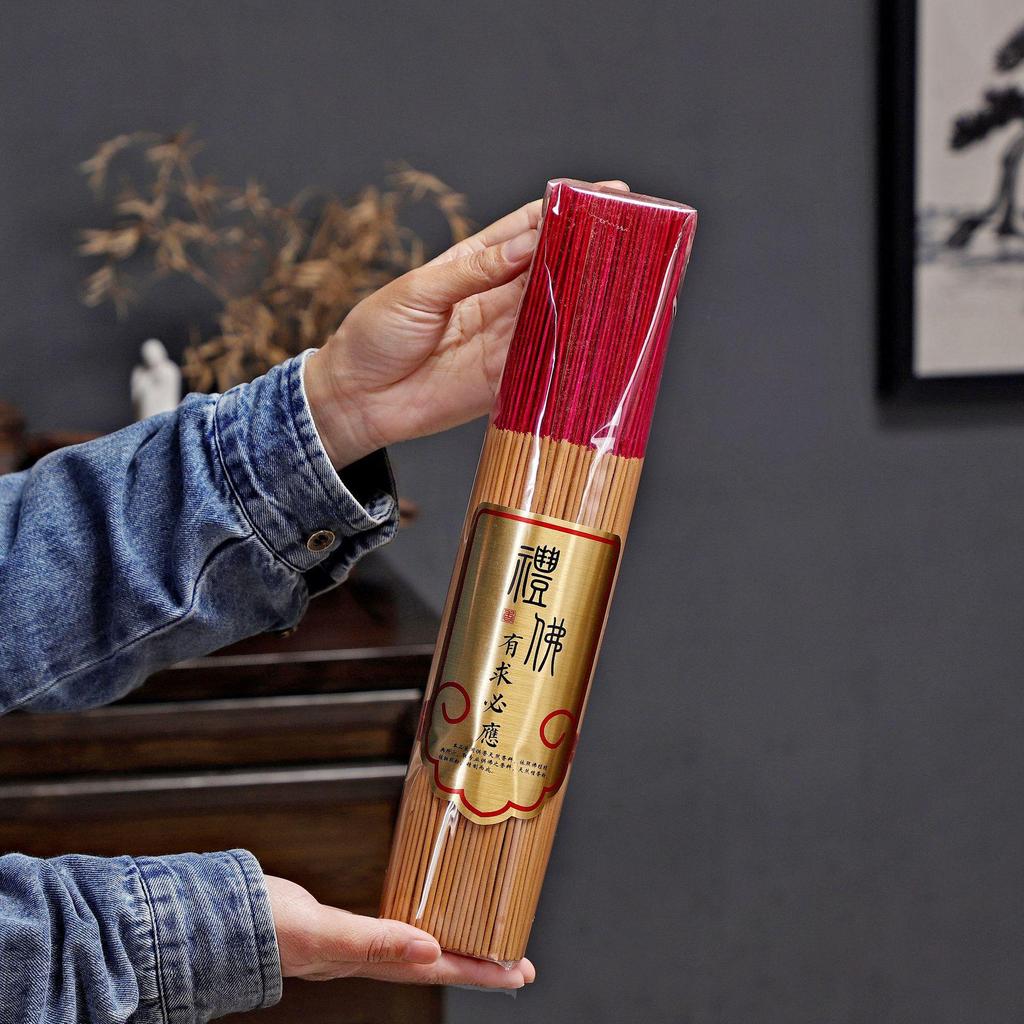 Golden Wealth Attraction Smokeless Bamboo Stick Incense for Home and Buddha Offerings, Available In 33cm, 39cm, and 49cm with Hook Incense Burner.