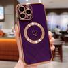 For iPhone 14 Pro Case Compatible with MagSafe Electroplated TPU Phone Cover Hollow Love Hearts