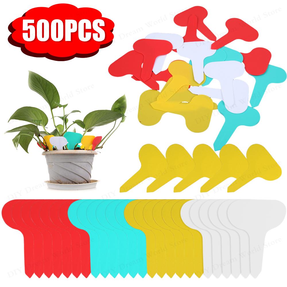 100 Pcs T-Shape Plastic Plant Tags Nursery Garden Labels Plant Tags Markers Flower Pots Markers Sign Garden Tools for Seedling