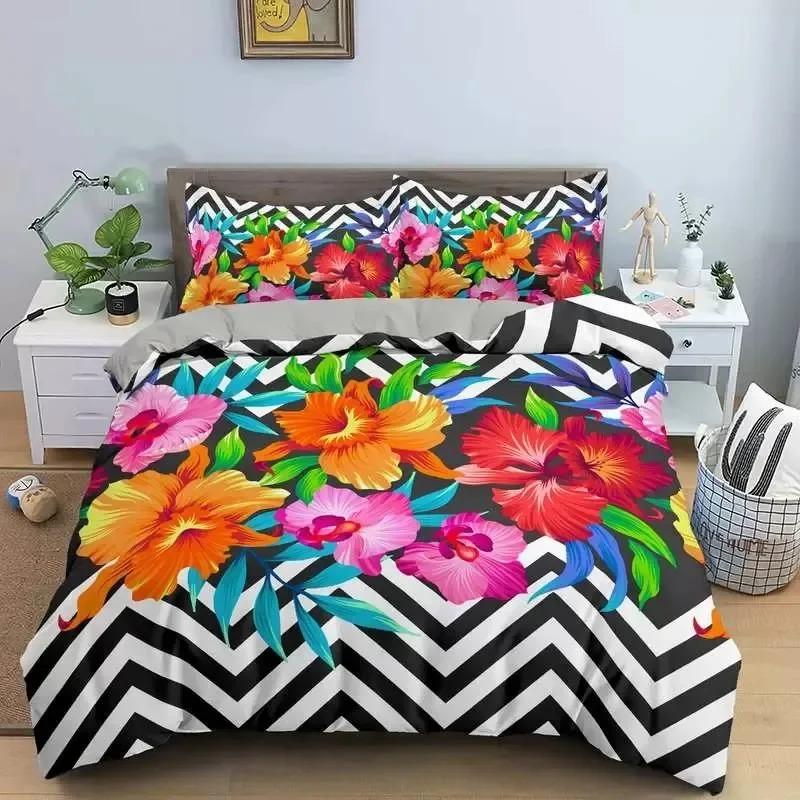 Comfortable Floral Pattern Duvet Cover Set With Duvet Cover And Pillowcases Twin Full Queen King Sizes For All Ages