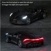 1:32 Modellautos von Bugatti La Voiture Noire, Spielzeug zum Zurückziehen aus Zinklegierung mit Ton und Licht für Kinder, Jungen und Mädchen, Fahrzeugsammlung, Nachbildung von maßstabsgetreuen Automodellen
