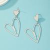 New Trendy Heart Pendants Women's Hanging Earrings Double-layers Love Heart Dangle Earrings Lovely Bohemian Ear Jewelry
