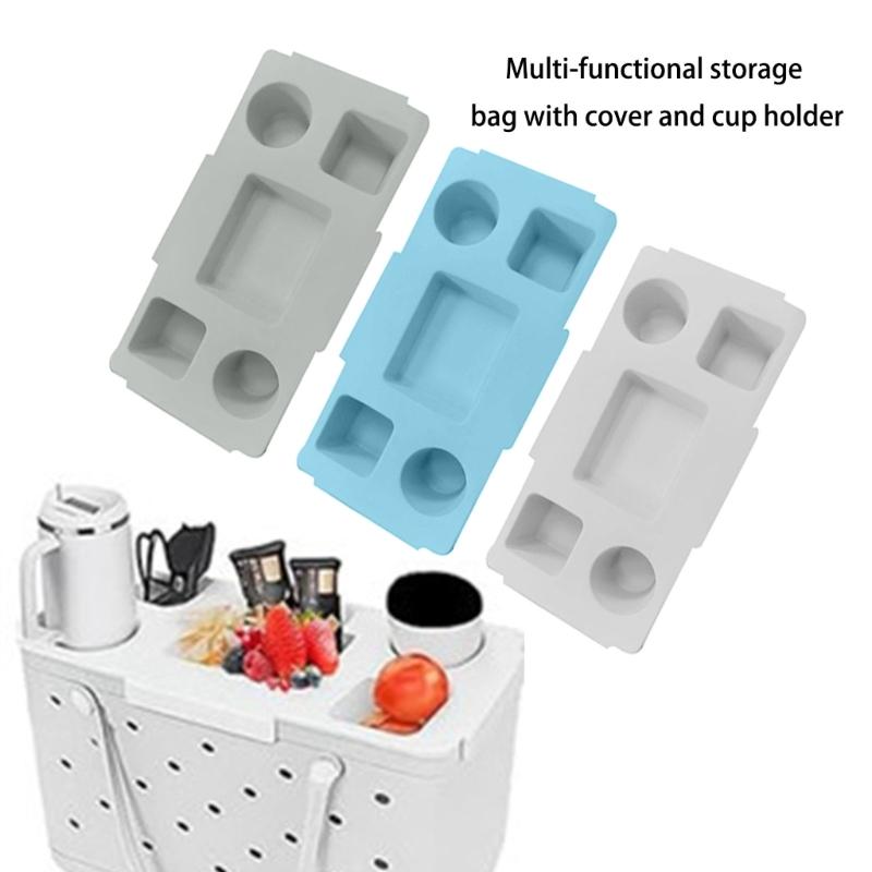 Portable Outdoor Beach Bag Drink Holder Organizers NonSlip Cup Holder Snacks Serving Tray Snacks Box with 5 Compartments