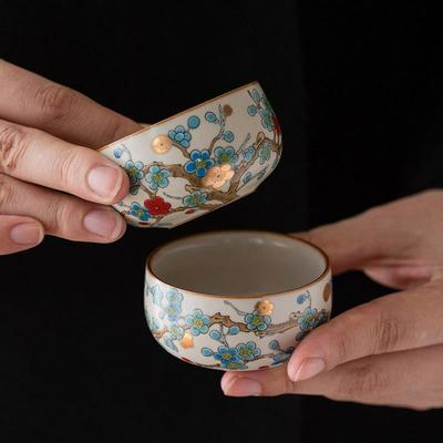 Chinese Style Ceramic Tea Cup Retro Kungfu Tea Bowl Household Handmade Master Cup Tea Pot Accessories Ceremony Drinking Tool