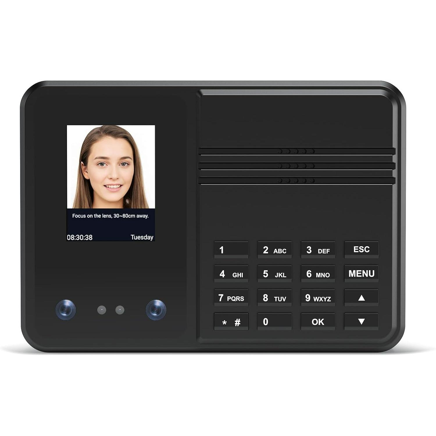 

Time Clock Attendance Face Recognition with Password Palm Print Facial for Employees Access Control Machine Support Multi-Language System USB Port чёрный