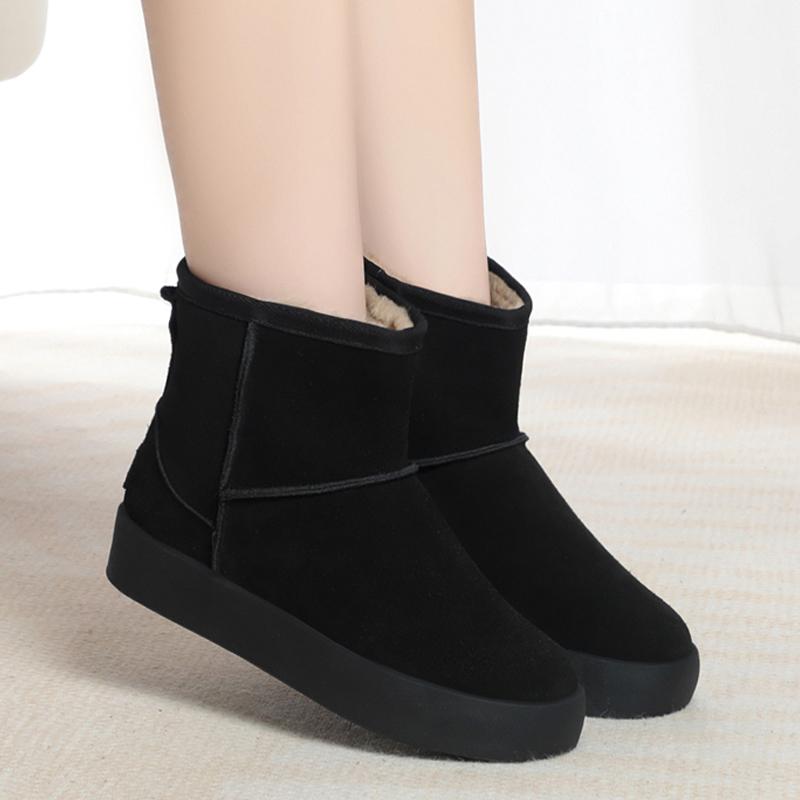 Fashion AIYUQI Snow Boots Female Genuine Leather 2025 New Winter Ankle Boots Women Flat Non Slip Natural Wool Warm Boots Women