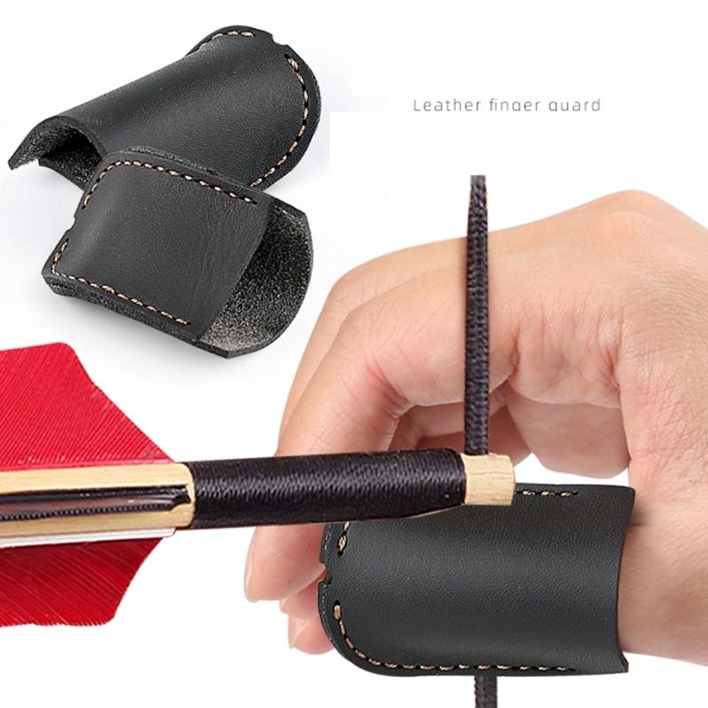 Flexible Soft Leather Archeries Finger Tab Leather Cover With Comfortable Grip For Outdoor Bowstring Pulling Practice