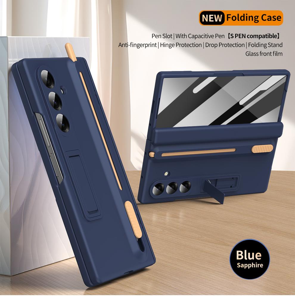 Magnetisches Scharnier Handyhülle Für Samsung Galaxy Z Fold 7 6 4 5 3 Bildschirmschutz Glas Ausziehbarer Stifthalter Aufbewahrungssteckplatz Hülle