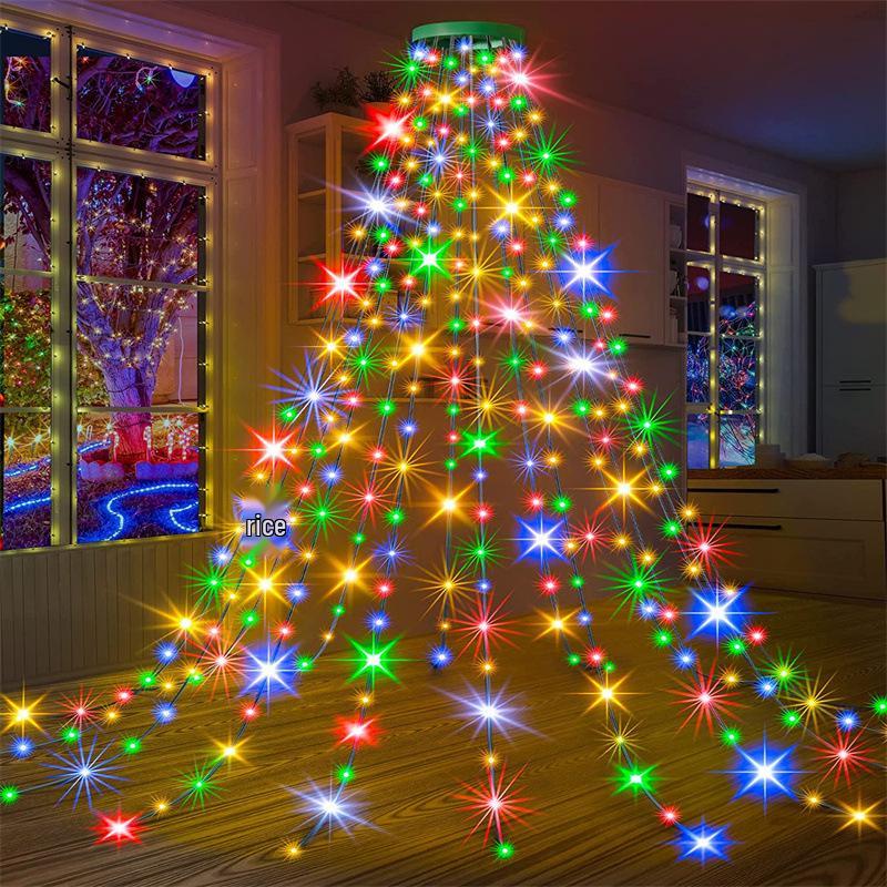 

LED Star Tree Topper & Ring Lights: Indoor/Outdoor Christmas Decoration 1.5m 200 LEDs - USB with Remote