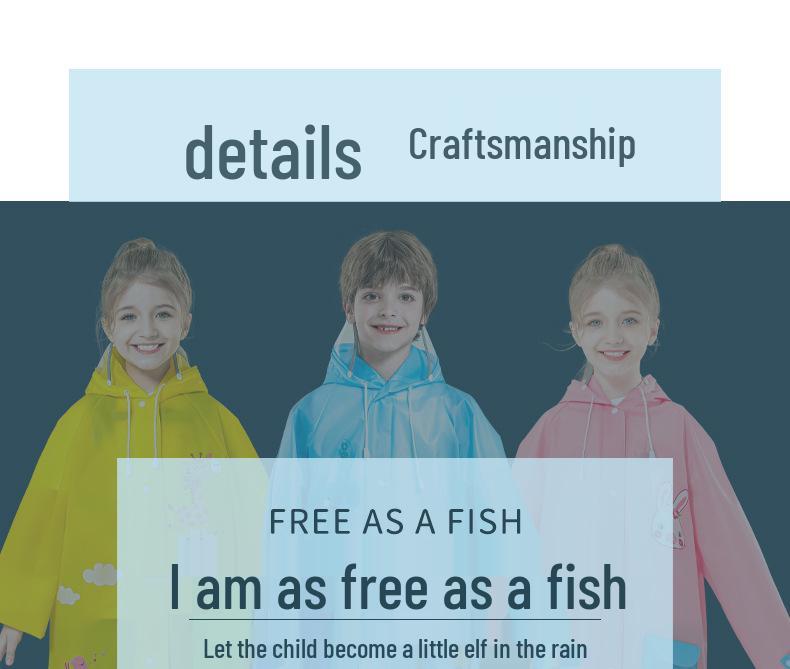 Cartoon Kinder Wasserdichtes Poncho mit Rucksackplatz - Verdickter Ganzkörper-Regenmantel für Grundschuljungen & -mädchen