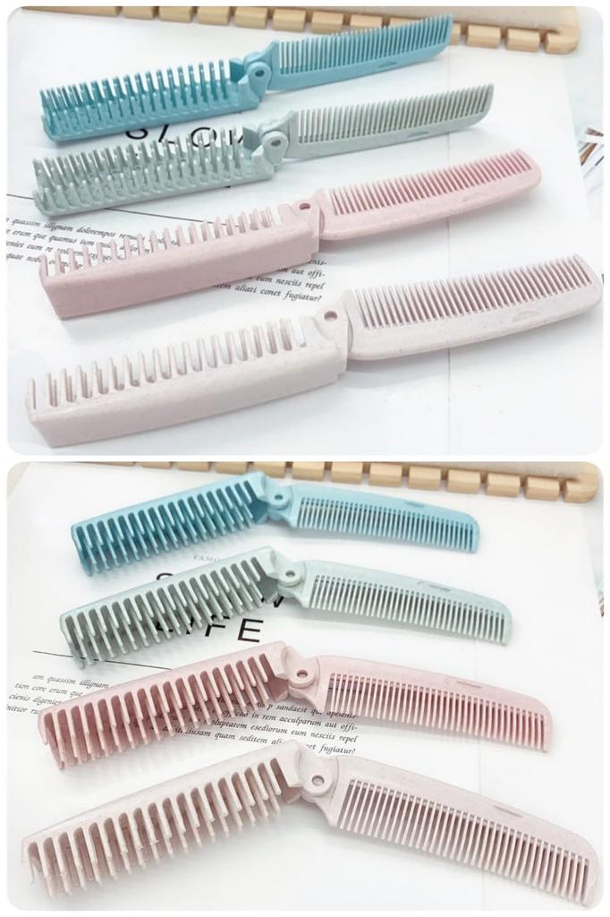 Harukita Klappdoppelhaar Doppel 4 4er-Set Kamm, Kamm, Bürste, Aufsatz, Antistatisch, Leichtgewicht, Reise, Tragbar, Farben,