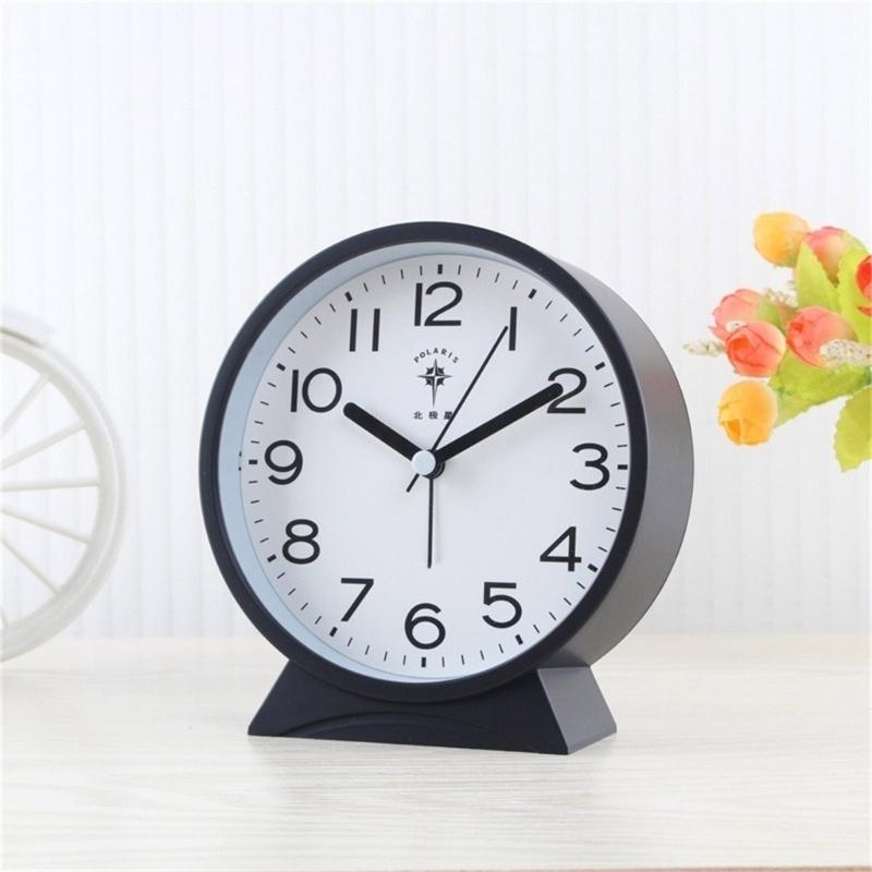 Quiet Movement Kids Alarm Clock with Arabic Numerals Modern Minimalists Battery Operated Table Clock for Student Gift