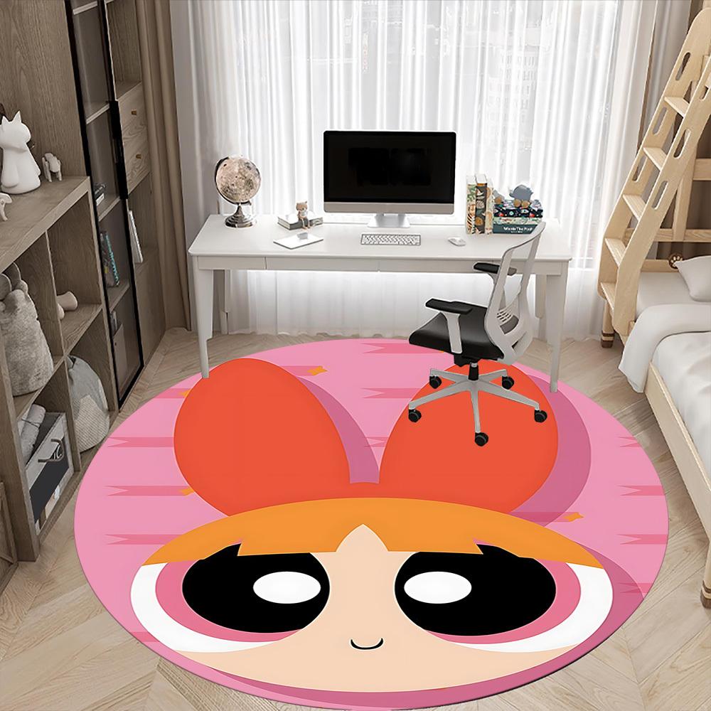 1pc Powerpuff Girls Office Round Area Rug, Under Office Chairs Bedroom Living Room Home Decor  A1022207