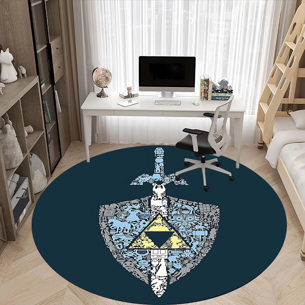 1pc Legend Office Round Area Rug, Under Office Chairs Bedroom Living Room Home Decor, Room Decoa1016247