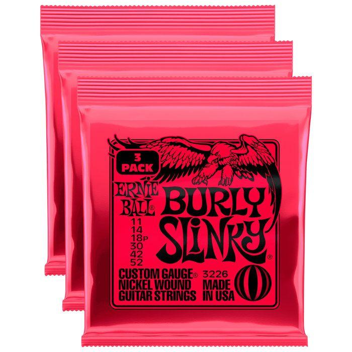 Cordes De Guitare Électrique - ERNIE BALL - 3226 - Burly Slinky 11-52 - Pack De 3 - Acier Nickelé