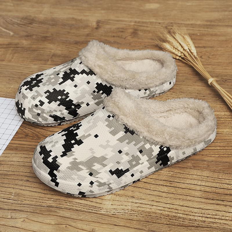 Fashion Men Slippers Winter Warm Furry Slippers Waterproof Indoor Home Cotton Shoes Fur Loafers Casual Plush Shoes Winter House Footwear