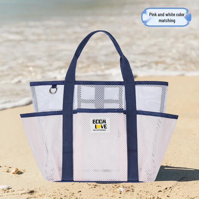 Foldable Mesh Beach Bag - Multifunctional Swim & Toiletries Storage