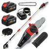 Extendable Electric Chainsaw 1.94 2.56 M With 2 Batteries 4.0 Ah Double Charger Lock Automatic Lubrication