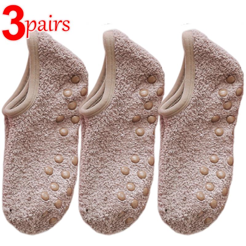 1/3 pary Miękkie Skarpetki z Polaru Koralowego Damskie Pogrubione Pluszowe Zimowe Ciepłe Kapcie Podłogowe do Spania Krótkie Skarpetki Niewidoczne Skarpetki Stopki