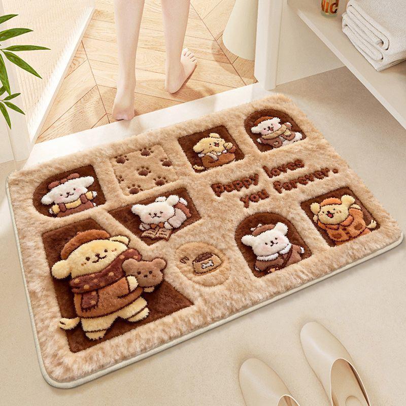 Cartoon Animation Imitation Plush Diatom Mud Floor Mat Non-slip Absorbent Bathroom Decorative Floor Mat Toilet Cooling Mat