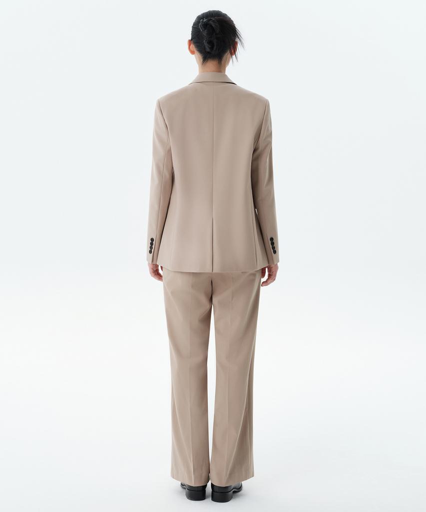 MUSINSA STANDARD WOMAN Women'S Wide Hidden Elastic Waist Slacks [Beige]