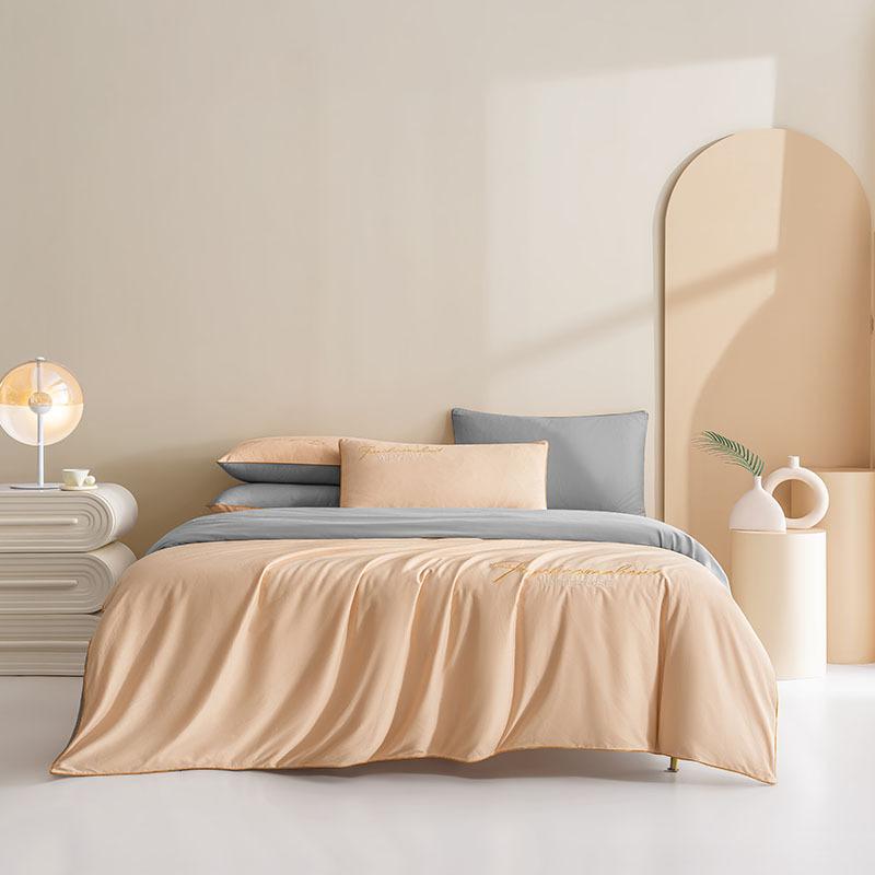 Premium Sense 120S Long-Staple Cotton Pure Cotton 4Pcs Set Cotton Embroidered Quilt Cover Bed Sheet Sleeping Naked Skin-Friendly Bedding