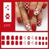24 Pcs Valentines Day Stick on Nail Heart Full Cover False Nail Glossy Press On Nail with Plaids Manicures Supplies