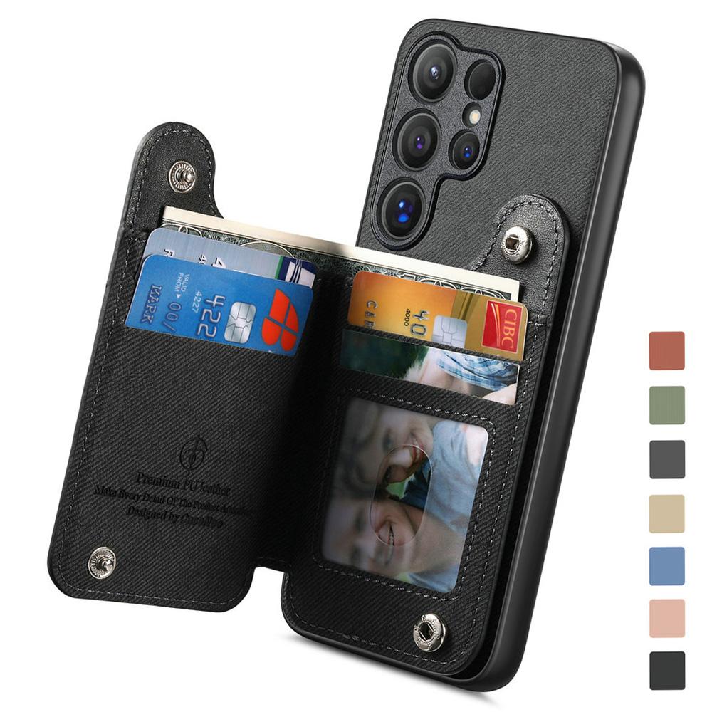 Wallet Double Button Magnet Leather RFID Card Case for Samsung Galaxy S26 Ultra S25 S24 S23 S22 S21 Plus S 26 Edge 25 FE 24 Etui