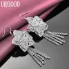 925 Sterling Silver Flower Earrings Wedding Jewelry