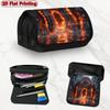 1pc Flame Design Double Layer Flip Pencil Case-Multi Layer Flip Cover Design, Storage Bag, Zipper Closure, 2D Flat Printed, Suitable for Schools, Offi