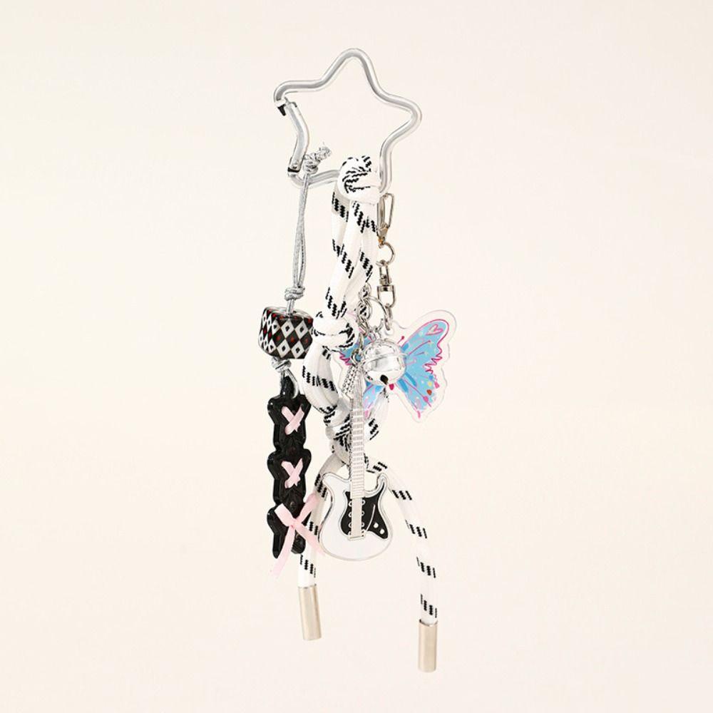 Music Guitar Shape Korean Ins Keychain Bag Hanging Spice Girls Keyring  Student