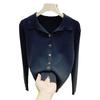 Women's Knit Lapel Collar Cardigan Sweater - Long Sleeve Polo Neck Base Layer Top for Autumn/Winter