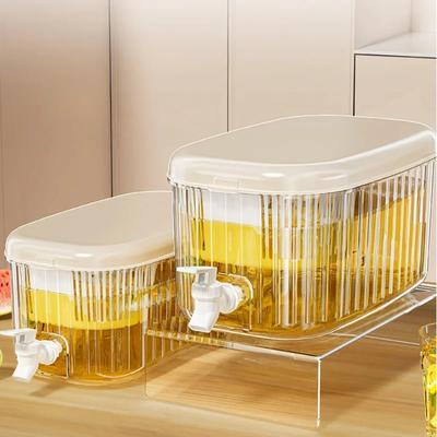Musluklu Soğuk Su Sürahisi Büyük Kapasiteli 5.5L Buzdolabı İçecek Dispenseri Ev Plastik Meyve Suyu Sürahisi Su Sebili Soğuk Sürahi
