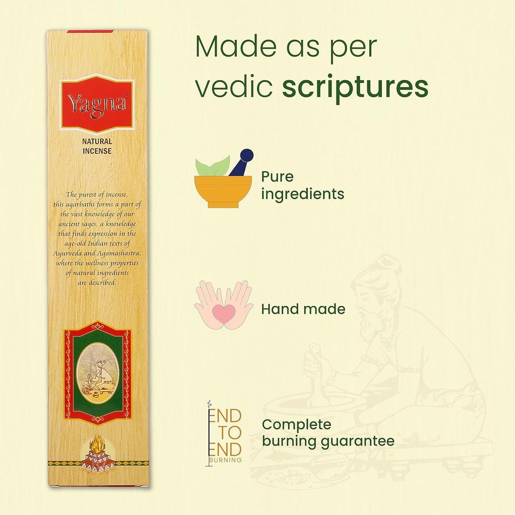 Cycle Pure Yagna Agarbatti Incense Sticks Natural Sandal Floral Fragrance for Puja Havan Meditation  Pack of 2 (250gm/156 Nos per pack)