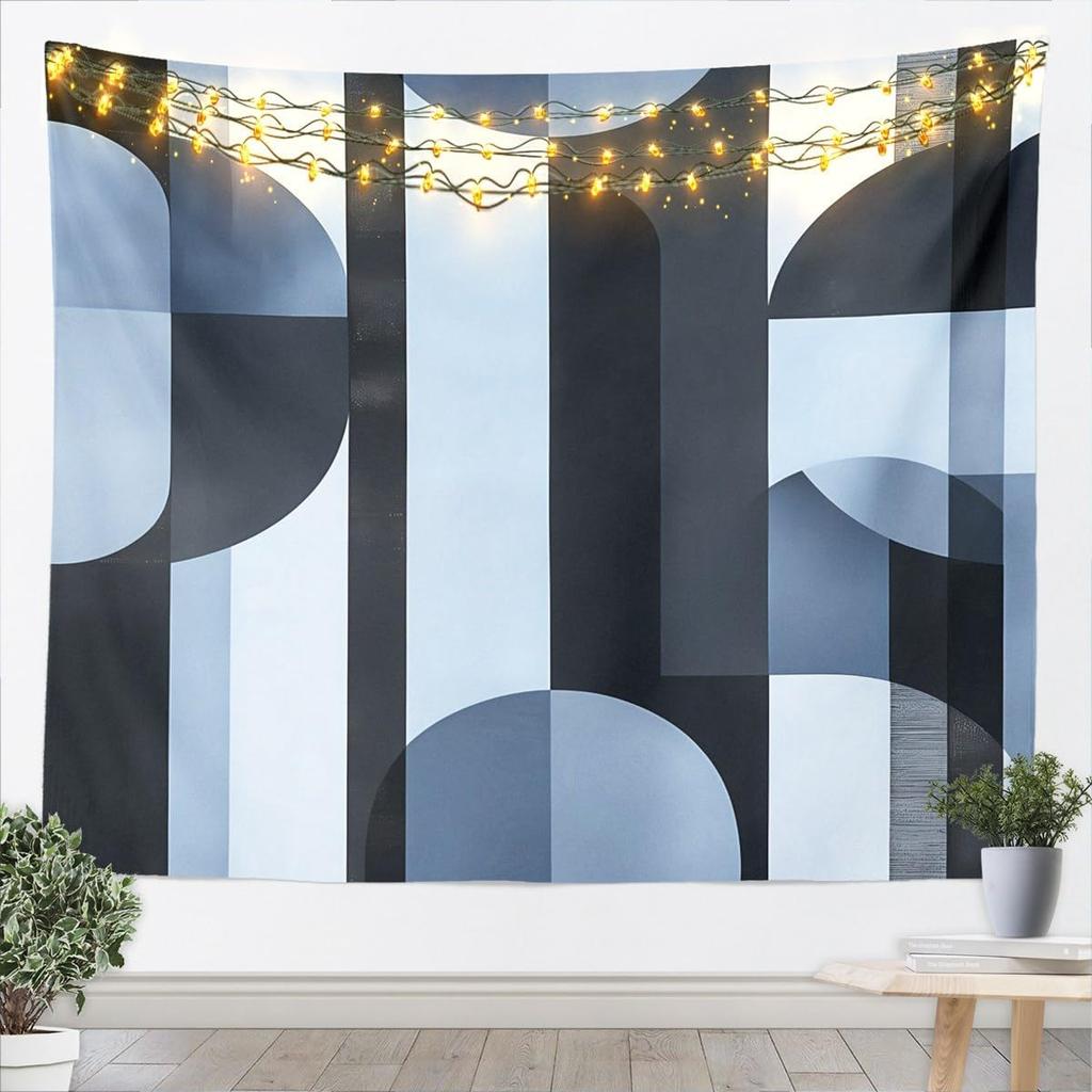 Black Black White Tapestry Kids Abstract Art Design Wall Art for womem Modern Geometric Wall Hanging Blanket Breathable Soft