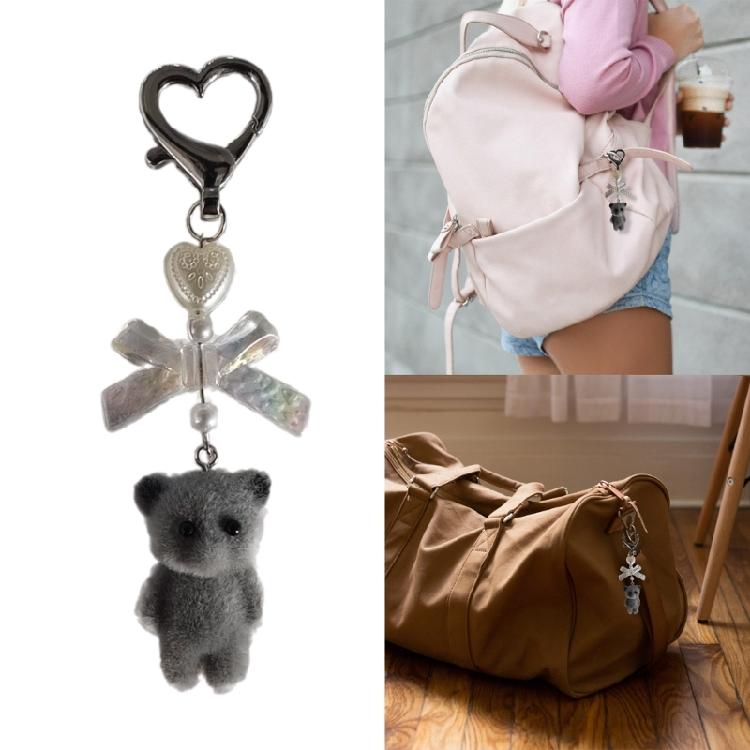 Adorable Cat Keychain with Heart Bowknot Ornament Accessory for Keys Bag Purse