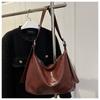 Retro Style Faux Leather Tote Bag for Women Large Capacity Shoulder Handbag