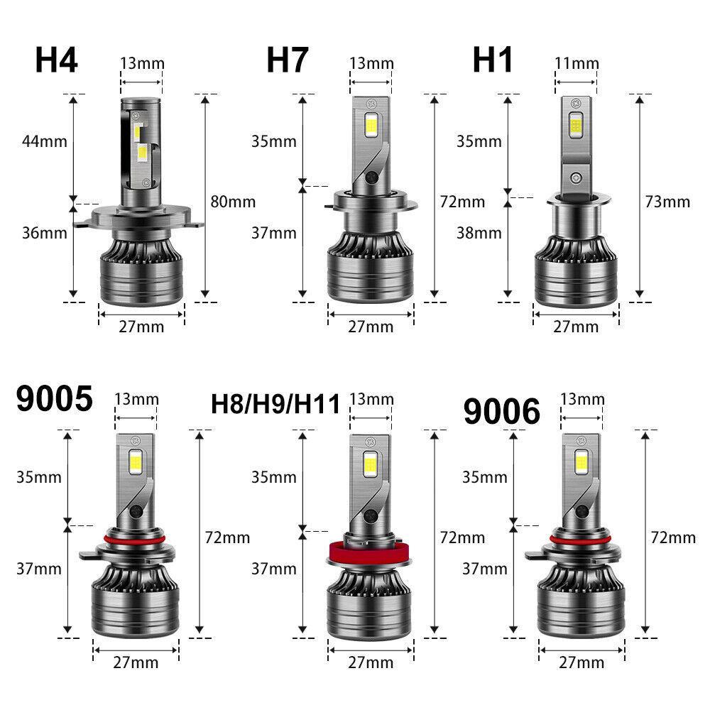 2Pcs LED Car Headlight H4 H7 H1 H8 H9 H11 9005 9006 HB4 6000K 50000LM Auto LED Lamp