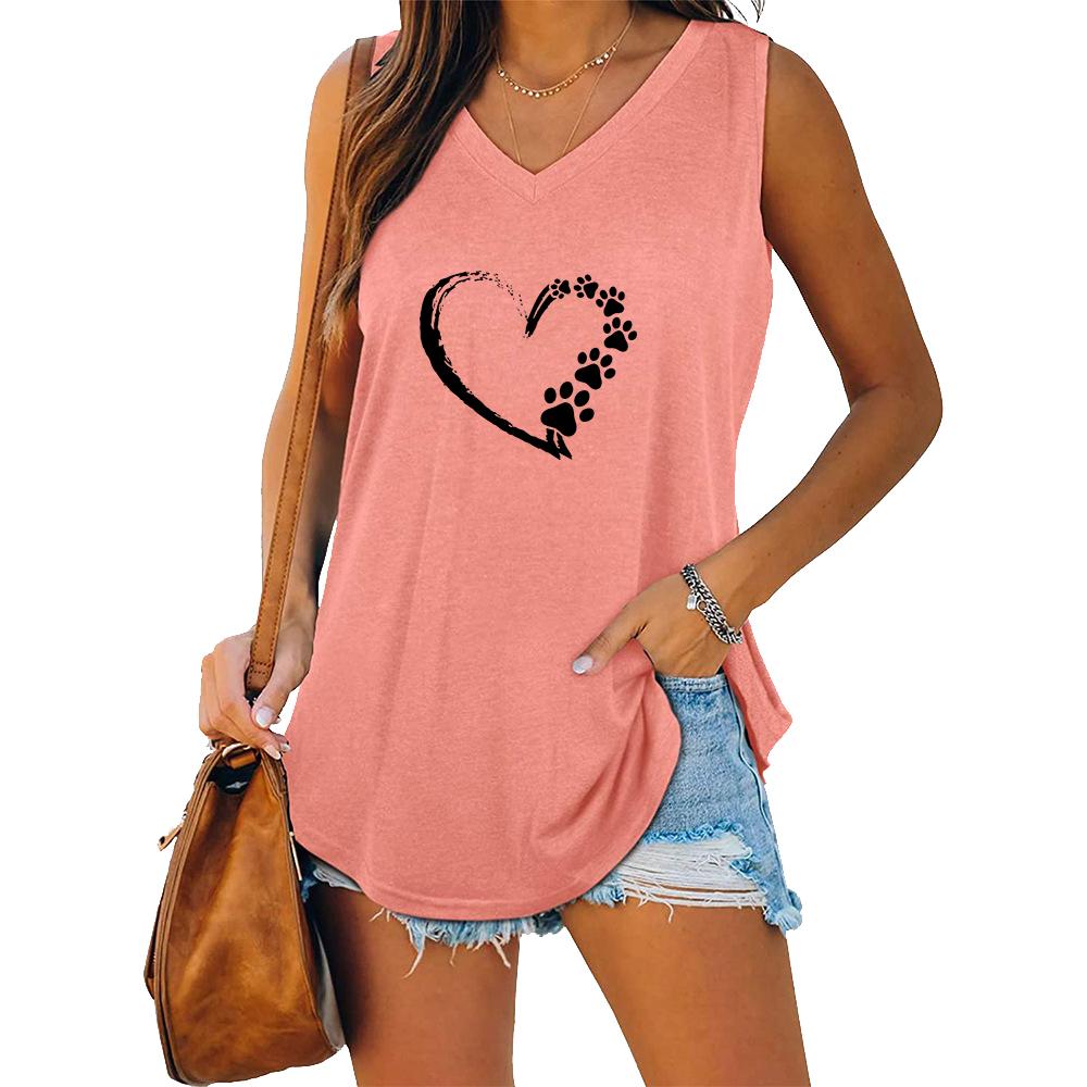 Women Fashion V Collar Tank Top Women Casual Sleeveless T-shirt
