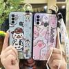 Cartoon Wrist Strap Phone Case For Tecno Spark 7/Spark7T Protective Anti-knock Anti-dust Waterproof Silicone Wristband