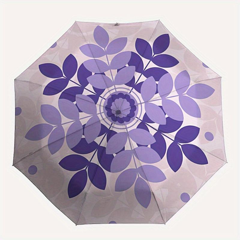 

1pc Purple Leaves Pattern Automatic Open/close Folding Umbrella, Compact Portable Travel Umbrella,Cute Umbrella, Durable Construction yy250804069