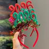 Hair Hoop 2026 Shiny Sequin Headband Elastic Festive Hairband with Plush Ribbons Colorful New Year Party Accessory