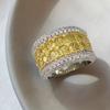 Huitan New Trendy Bright Yellow Cubic Zirconia Rings Women for Wedding CopperPlated Anniversary Party Luxury Female Jewelry